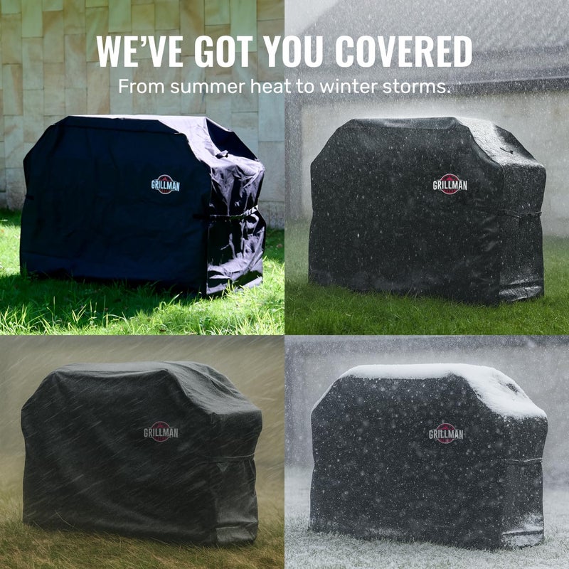 Grillman Grill Cover, BBQ Outdoor Grill Covers, Charcoal, Gas Grills, Waterproof, Rip-Proof, Weather-Resistant, Anti-UV, Barbecue Cover for Weber, Genesis, Charbroil, Nexgrill, etc (Black, 58 Inch) - Image 5